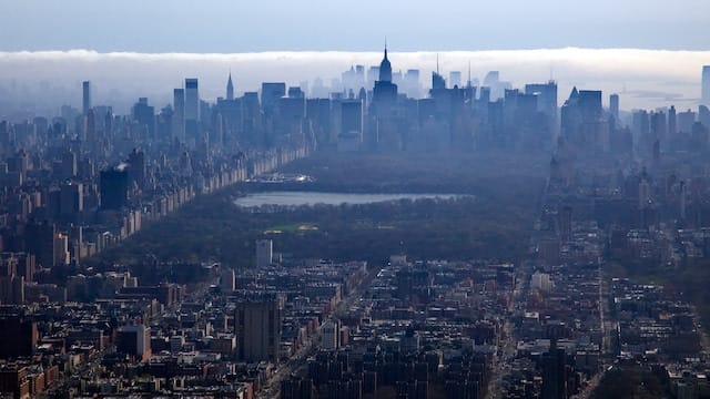Aerial view of the New York skyline with Central Park