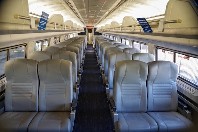 Comfortable seating and dining options on the train trip
