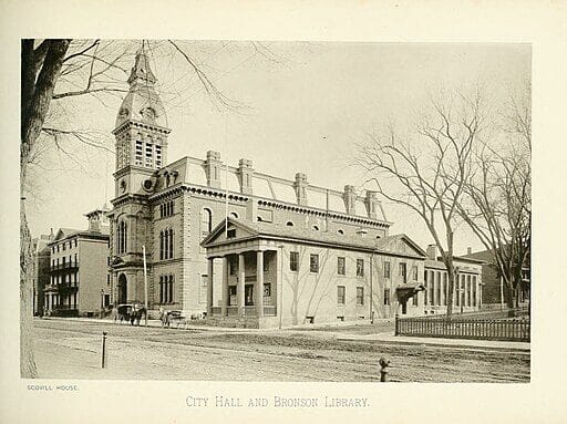 Waterbury City Hall and Bronson Library, turn of the nineteenth century