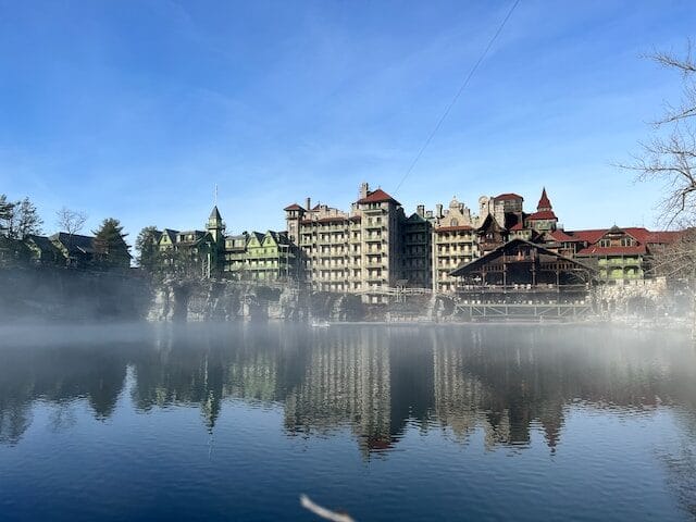 Fog on the lake at Mohonk Mountain House near New Paltz, NY