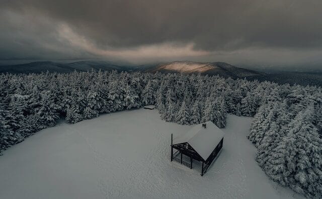 Scenic winter escape near Hunter Mountain Resort in the Catskills, New York