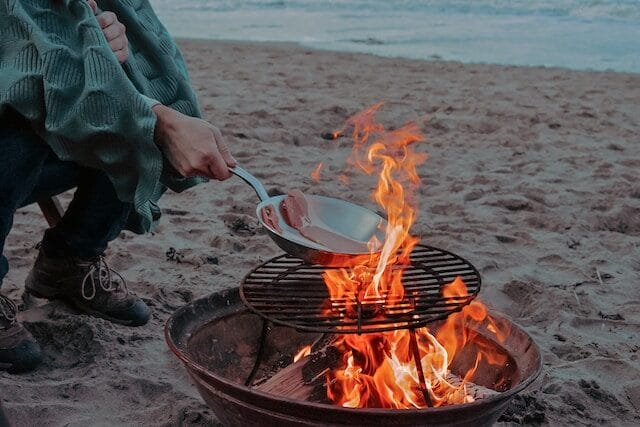 Cooking over an outdoor fire pit
