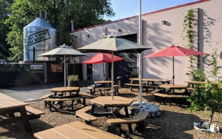 Outdoor seating area of Broken Bow Brewery