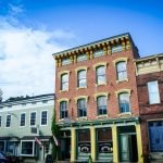 Historic buildings along Warren Street, in Hudson, of Upstate New York