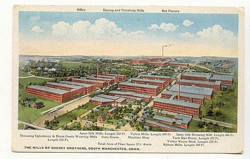 Postcard of the Cheney Brothers Mill in 1920