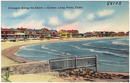 Cottages along the beach at Groton Long Point
