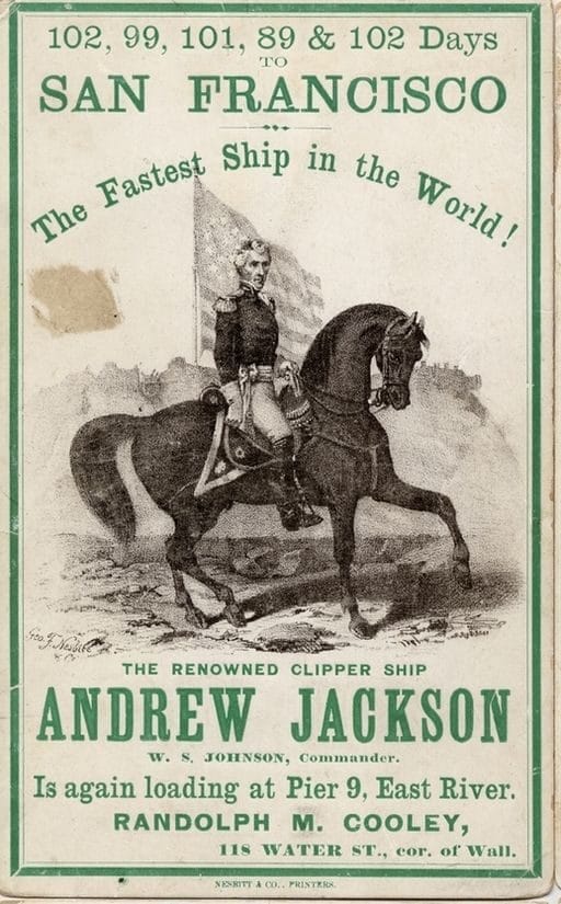 Advertisement for the Andrew Jackson clipper ship