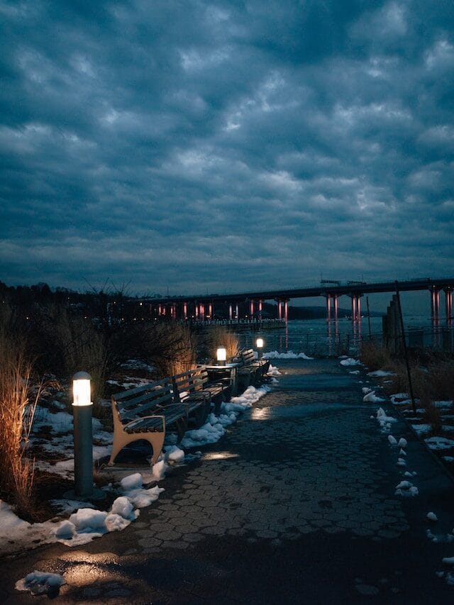 Winter along the Hudson River in Tarrytown, NY