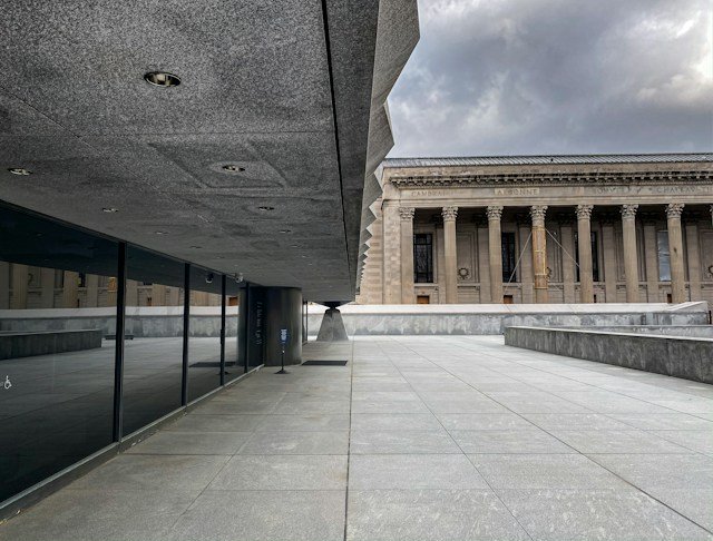 Exterior of the Beinecke Rare Book and Manuscript Library, a great museum in New Haven, Connecticut