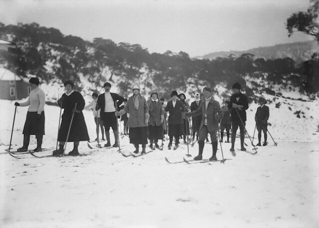 Old photo of skiers, back when Killington was off the beaten path