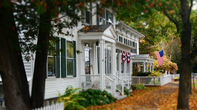 Charming street in downtown Woodstock, Vermont