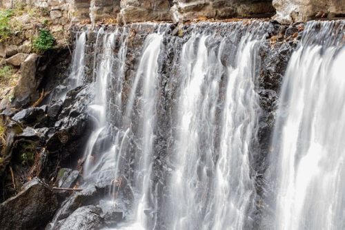 Case Mountain dam and waterfall in Manchester, CT