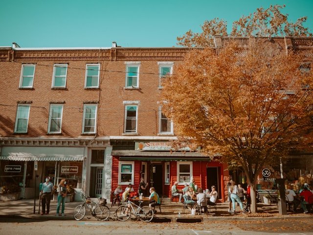 Historic main street of a quaint town