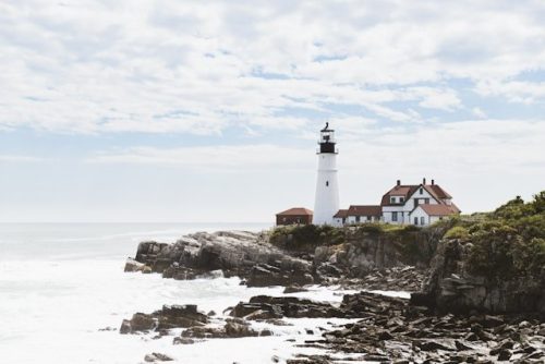 Portland Head Light, a famous lighthouse overlooking the Atlantic Ocean on weekend getaways from Boston