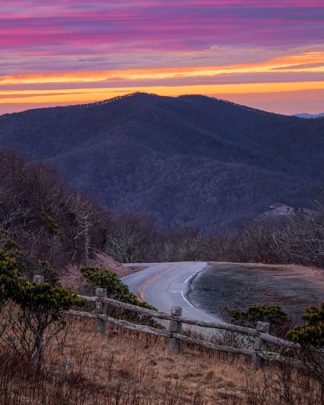 Morning sunrise at Carvers Gap along the Appalachian Trail in North Carolina