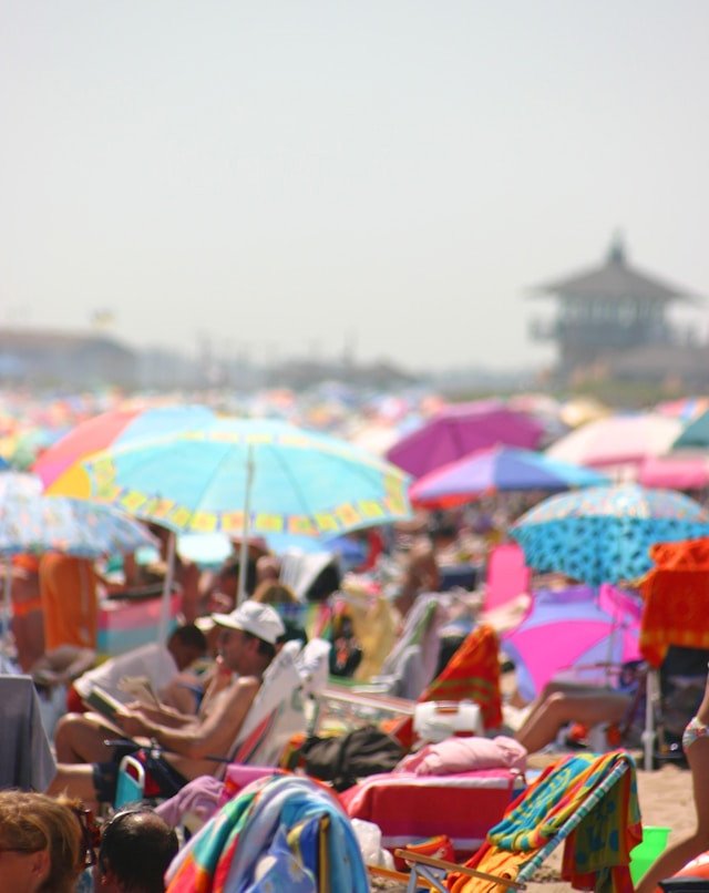 The crowds at Misquamicut Beach