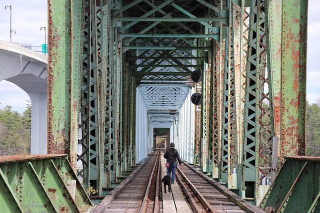 Carlton Bridge near downtown Bath, Maine, near the Maine coast