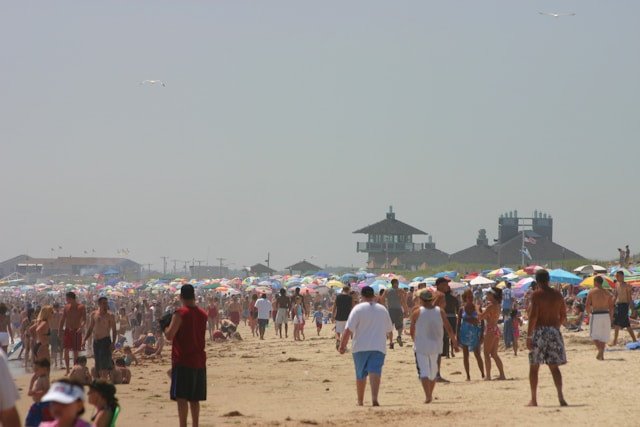 The summer crowds at Misquamicut Beach