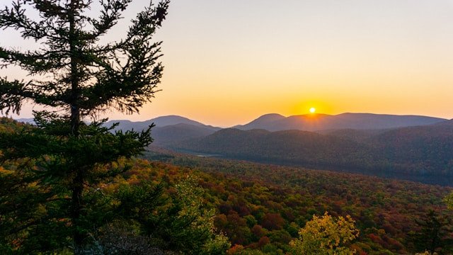 Sunset over the Adirondack Mountains in upstate New York