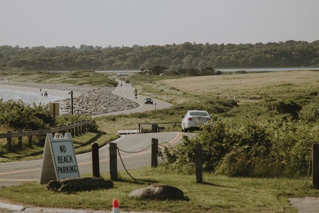 Road along the shoreline on Newport, RI