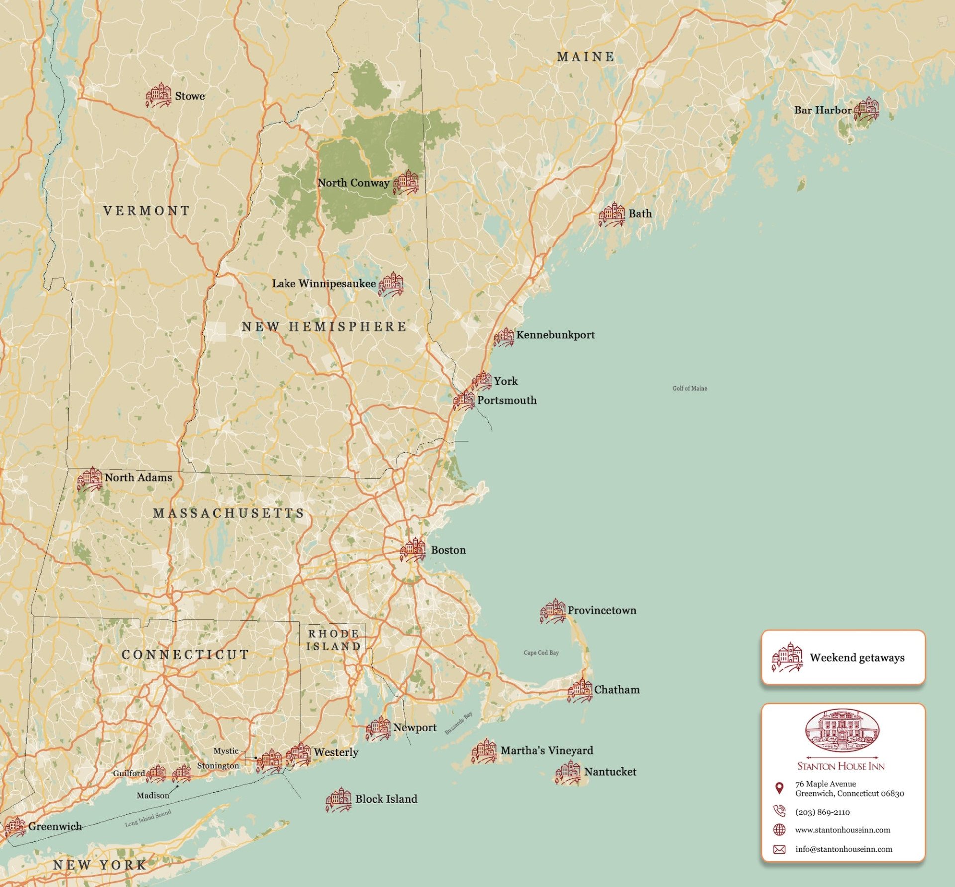 summer getaways in new england map Summer Getaways in New England: Top 12 Most Unique Spots