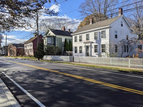 A charming road through Guilford, CT, thanks to limited development in the historic district
