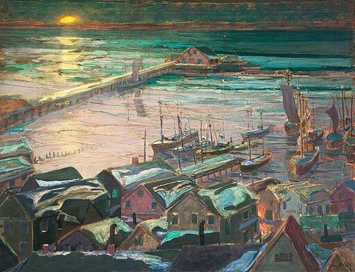 Provincetown in Winter, 1920-21 painting by John Noble of the winter months in turn-of-the-century P-Town