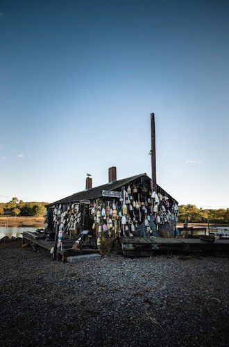 An old shack near the Cape Neddick Lobster Pound, York, Maine.