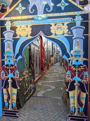 Unique art along the street of the main line of P-Town