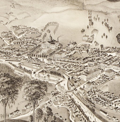 1884 birds-eye view of Montpelier, Vermont