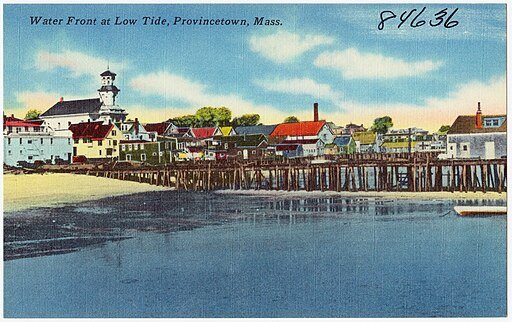 Water Front of Provincetown Harbor at Low Tide, circa 1940s postcard