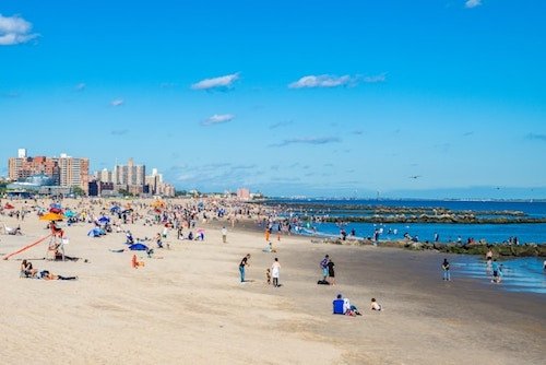 Sandy beaches on Coney Island