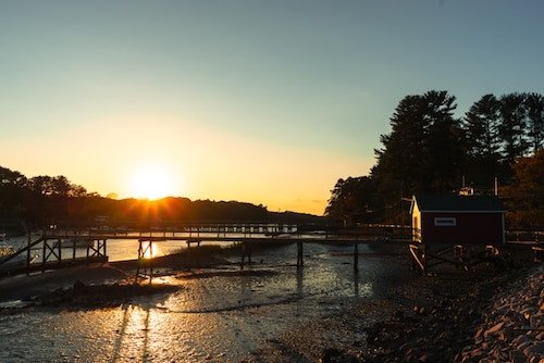 York Harbor at sunset, near Short Sands Beach