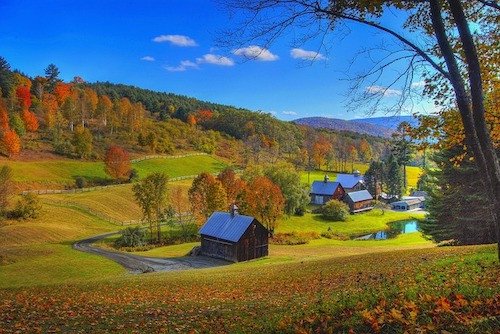 Fall foliage around Sleepy Hollow Farm in Vermont