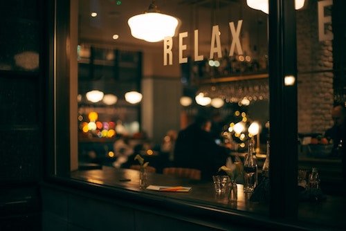 Restaurant window in Manchester, Vermont