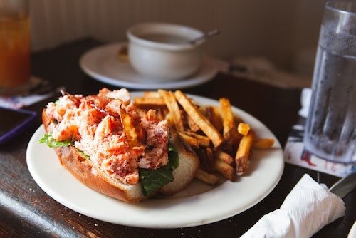 New England lobster roll at a P-Town restaurant
