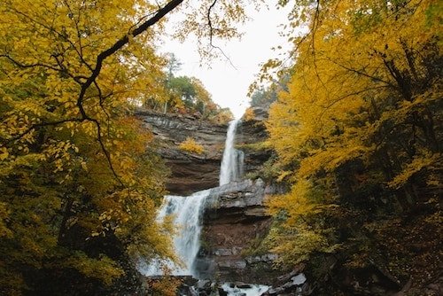 Waterfall view along one of the best hikes in Upstate New York