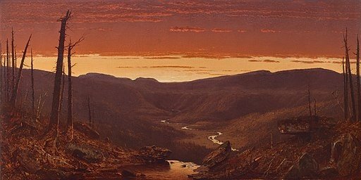 Twilight in the Catskill by Sanford Robinson Gifford, a member of the Hudson River School of artists, of Poet's Ledge in 1861