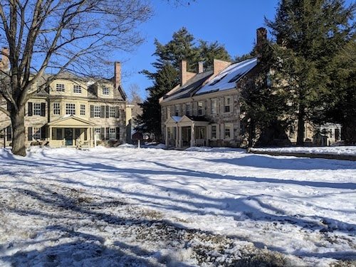 Woodstock Village in winter, near the general store and post office