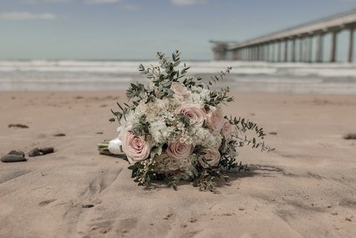 Bouquet left behind at one of the most beautiful waterfront wedding venues in Connecticut