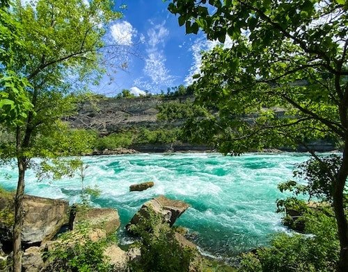 The river leading to Niagara Falls, one of the best hikes in Upstate New York
