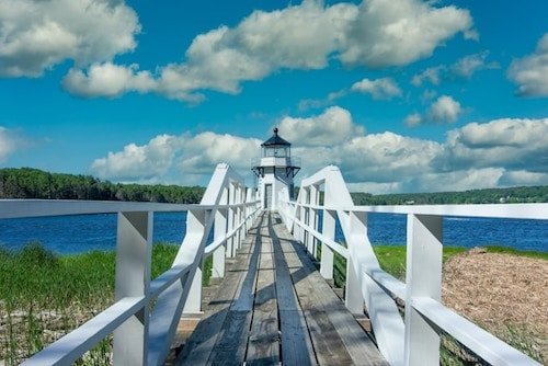 Doubling Point Light, along walking trails from Bath, Maine