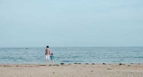 Walking along the beach at Manchester-by-the-Sea, Massachusetts