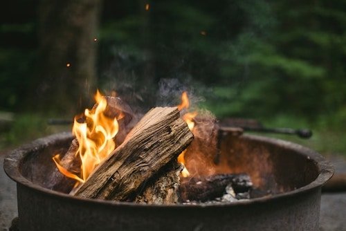 Outdoor fire pit on a weekend getaway from New York City