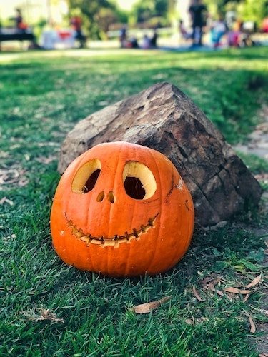 Jack O'Lantern at New Hampshire's annual celebration of the Harvest Season on the village green, fun for the whole family