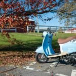moped parked under a tree during one of the most romantic day trips in CT for couples