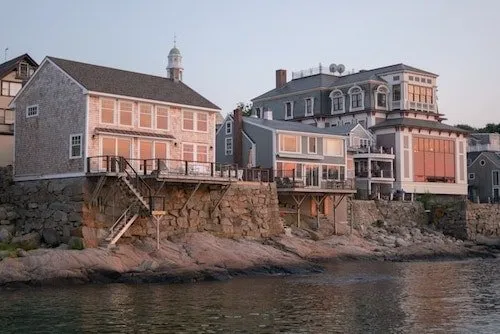 Sunset on the shoreline of Rockport, MA