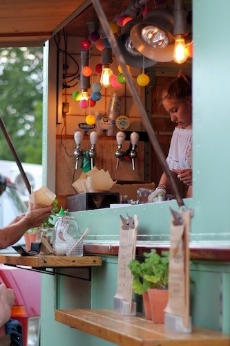 Serving great food from one of the food trucks