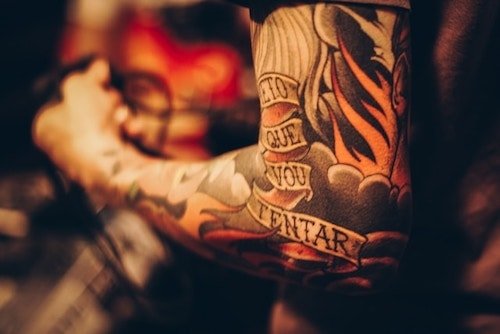Showing off at the tattoo program location