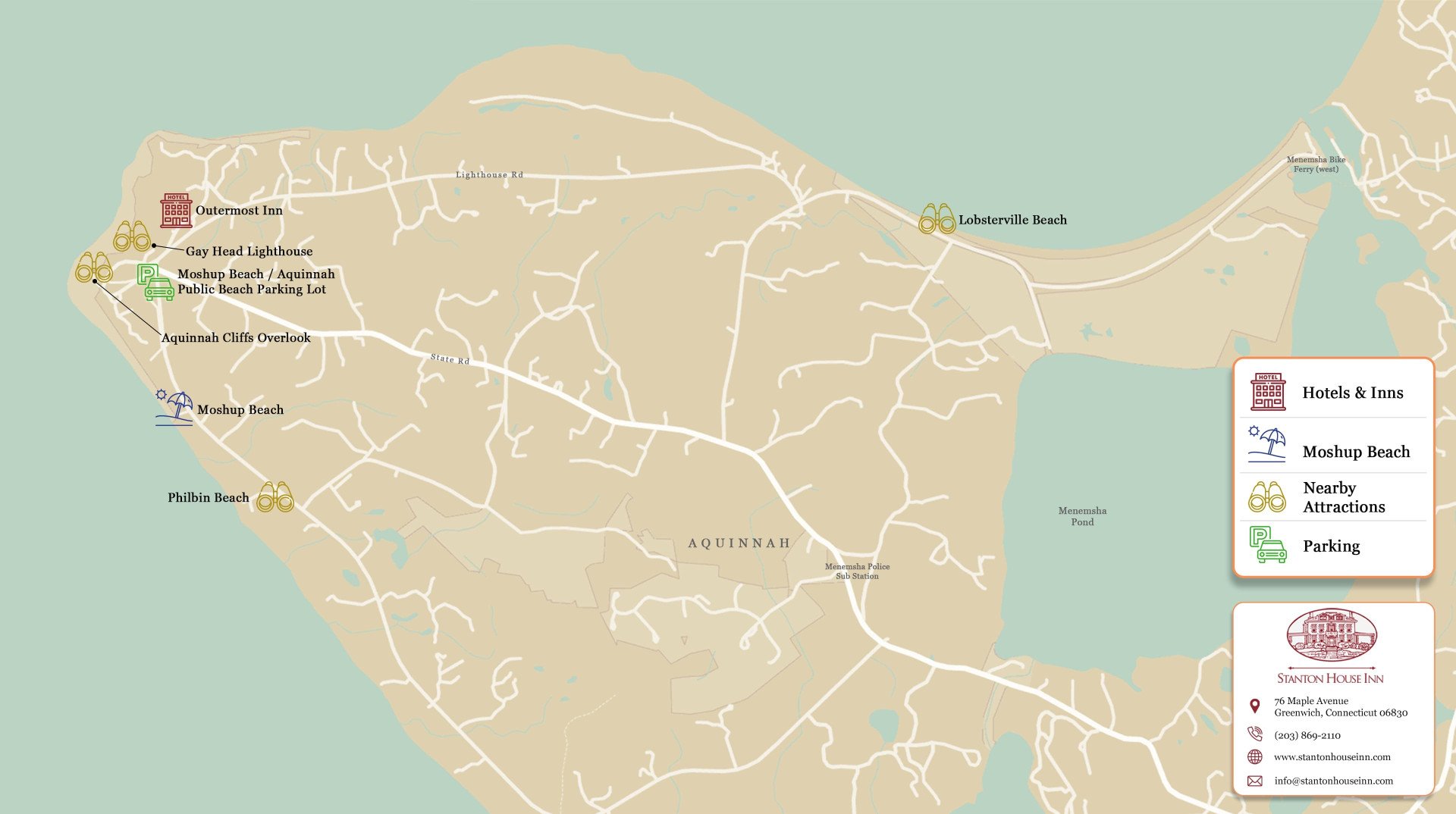 Map of attractions, activities, and things to do near Moshup Beach